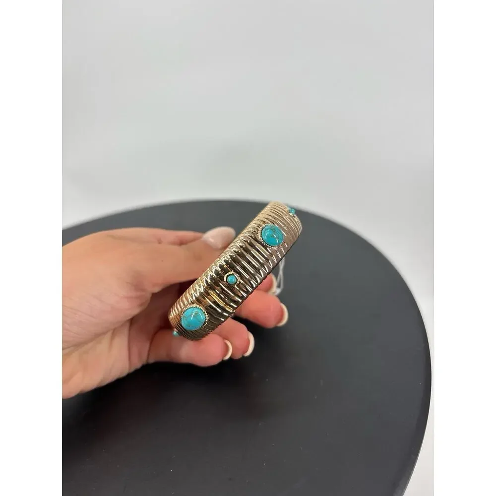 BNWT Park Lane Rae Bangle Bracelet Gold Turquoise Cabochon Beaded Stretch Design